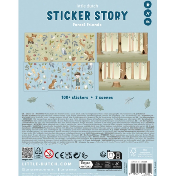KSIĄŻECZKA Z NAKLEJKAMI zestaw 100 szt. Forest Friends
