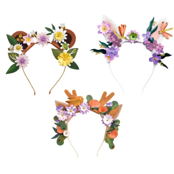 Kwiatowe opaski ZWIERZĄTKA zrób to sam zestaw artystyczny DIY