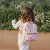 SARENKA różowy plecak dla przedszkolaka z paskiem na klatkę piersiową Fairy Garden