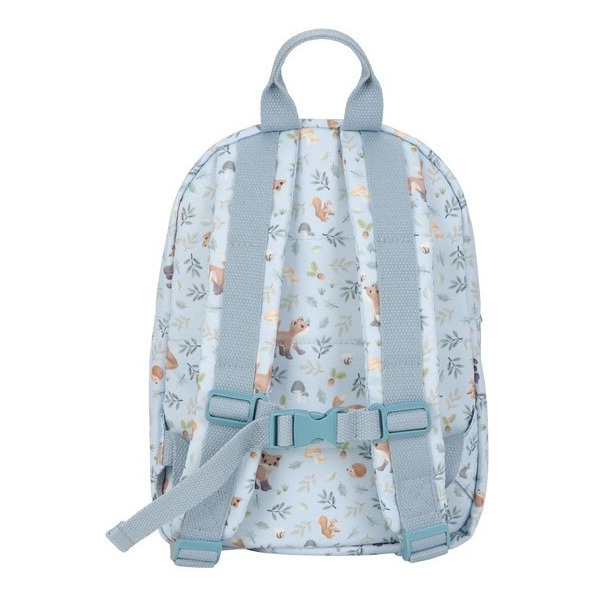 LISEK niebieski plecak dla przedszkolaka z paskiem na klatkę piersiową Forest Friends