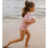 Różowa mini PIŁKA w kwiatki 16 cm