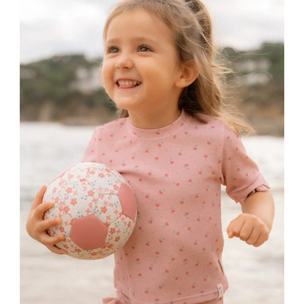 Różowa mini PIŁKA w kwiatki 16 cm