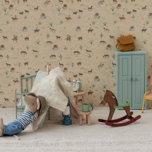 CIEMNOBRĄZOWY KONIK NA BIEGUNACH drewniany bujaczek koń bujany akcesoria dla myszek