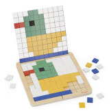 PIKSELE drewniana układanka logiczna Symetria i kodowanie 4w1 z kartami pracy