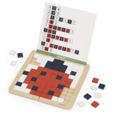 PIKSELE drewniana układanka logiczna Symetria i kodowanie 4w1 z kartami pracy
