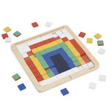 PIKSELE drewniana układanka logiczna Symetria i kodowanie 4w1 z kartami pracy