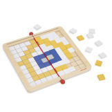 PIKSELE drewniana układanka logiczna Symetria i kodowanie 4w1 z kartami pracy