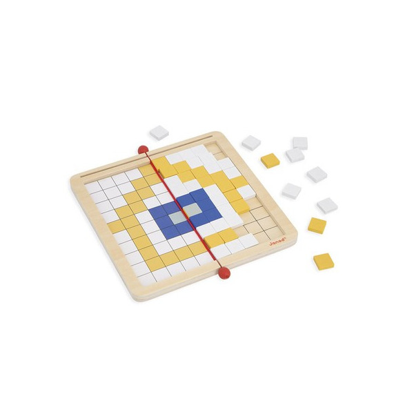 PIKSELE drewniana układanka logiczna Symetria i kodowanie 4w1 z kartami pracy