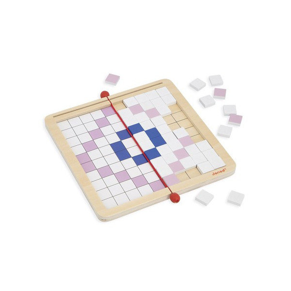 PIKSELE drewniana układanka logiczna Symetria i kodowanie 4w1 z kartami pracy