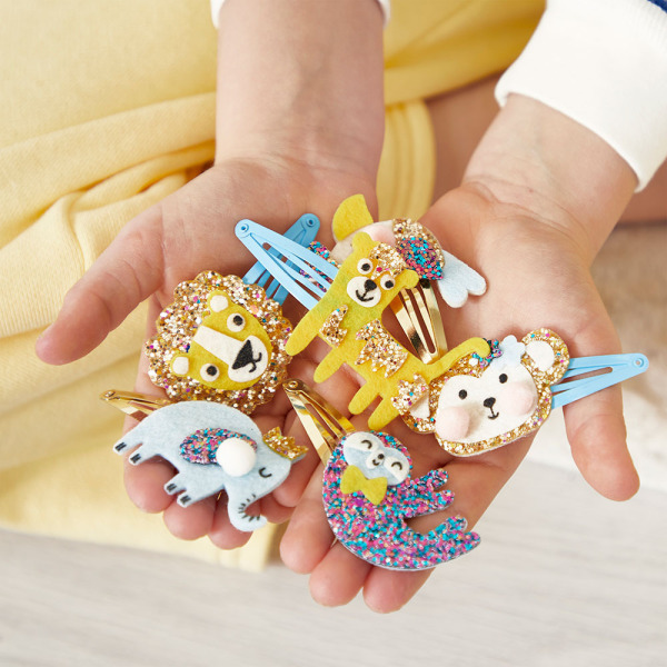 EGZOTYCZNE ZWIERZĘTA zestaw kreatywny do tworzenia biżuterii Brokatowe spinki do włosów Art&Craft