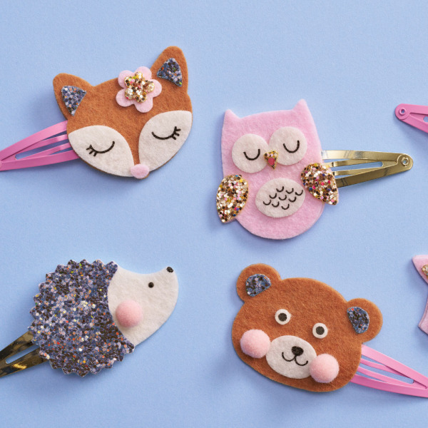 LEŚNE ZWIERZĘTA zestaw kreatywny do tworzenia biżuterii Brokatowe spinki do włosów Art&Craft
