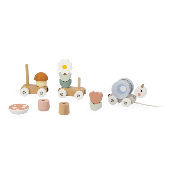 ŚLIMAK magnetyczny pociąg z klockami i grzechotką do ciągnięcia drewniany 14 el. Sweet Cocoon