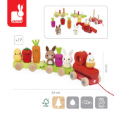 FARMA drewniany pociąg z klockami i figurkami do ciągnięcia 22 el.