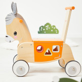 OSIOŁEK drewniany jeździk i pchacz 2w1 z sorterem kształtów