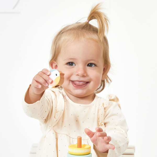 GNIAZDKO drewniana piramidka układanka 8 el. Pure