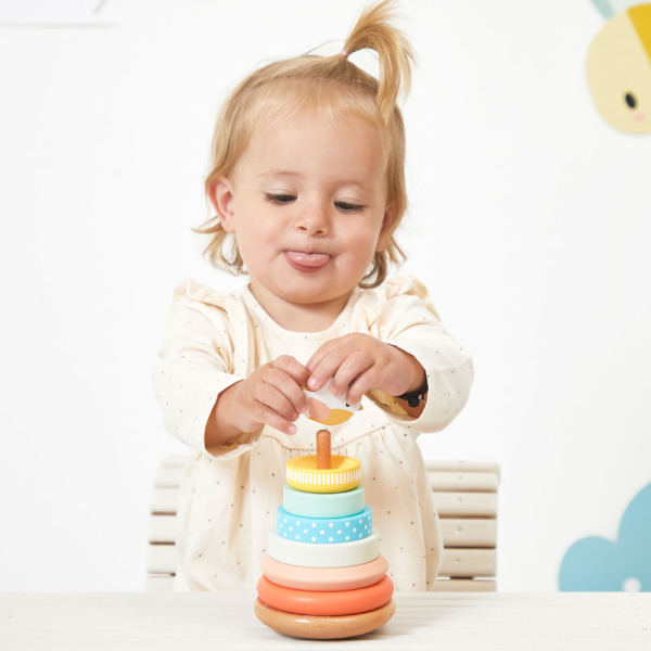 GNIAZDKO drewniana piramidka układanka 8 el. Pure