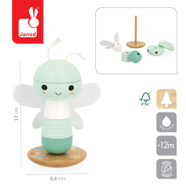 WAŻKA drewniana piramidka układanka 6 el. Pure