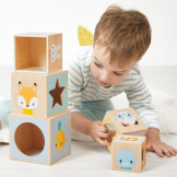 PIRAMIDA ZE ZWIERZĄTKAMI wieża drewniana układanka 6 el. Pure