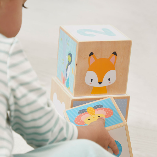 PIRAMIDA ZE ZWIERZĄTKAMI wieża drewniana układanka 6 el. Pure