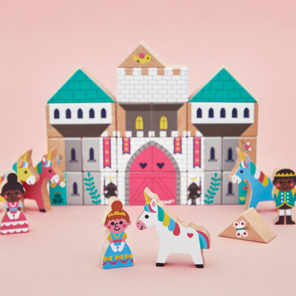 ZACZAROWANE KRÓLESTWO zestaw drewnianych klocków i figurek 37 el. Cross Roads Janod 3+