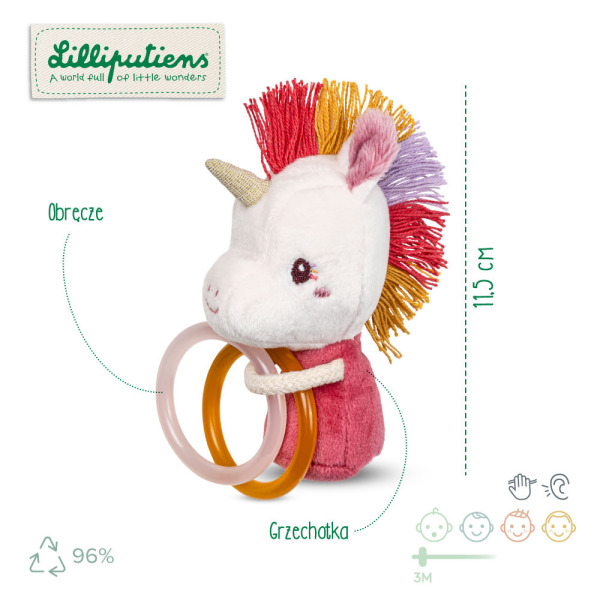 JEDNOROŻEC LENA grzechotka z dzwoneczkiem