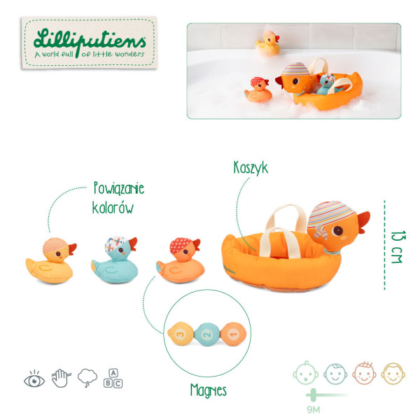 ZESTAW KACZUSZEK kaczka i 3 magnetyczne kaczątka neoprenowa zabawka do kąpieli