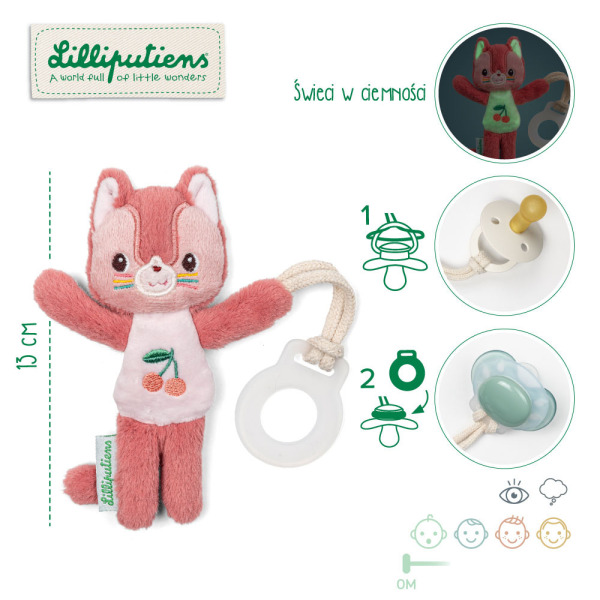 KOTKA JEANNE zawieszka do smoczka świecąca w ciemności nocny mini przyjaciel