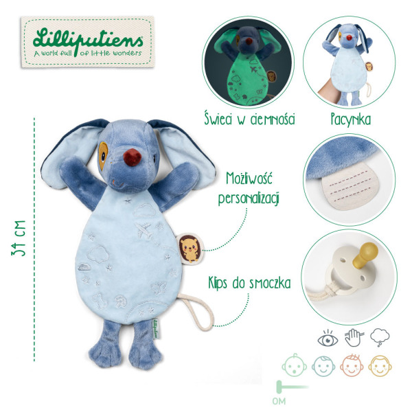 PIESEK JULES płaska przytulanka komforter pacynka świecąca w ciemności