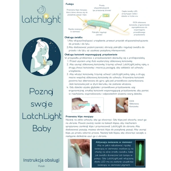 LatchLight innowacyjna niebudząca lampka nocna ułatwiająca karmienie i dbająca o zdrowy sen