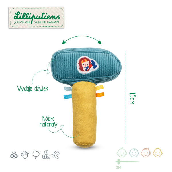 JEŻYK LEON grzechotka materiałowa MŁOTEK