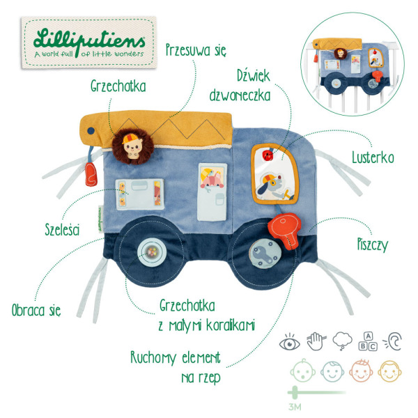 PIESEK JULES miękka tablica aktywizująca samochód Lilliputiens 3m+
