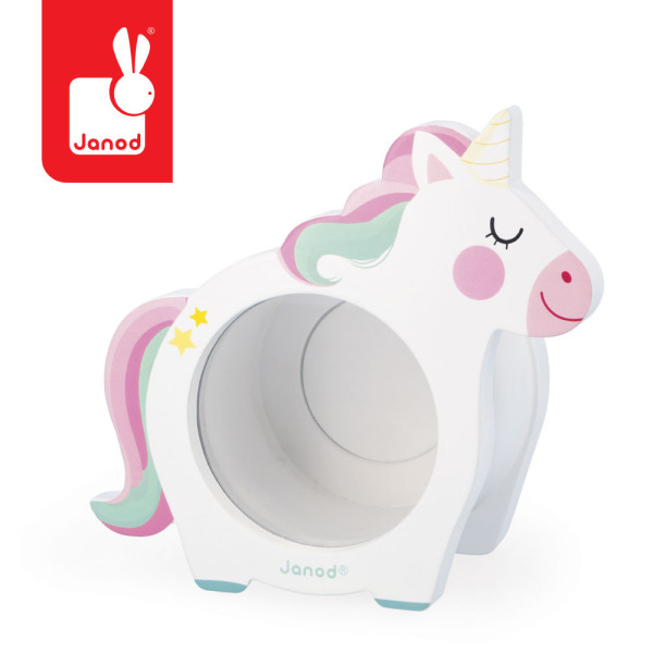 JEDNOROŻEC drewniana skarbonka