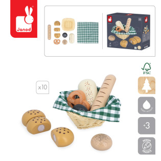 DREWNIANE PIECZYWO koszyk z akcesoriami 10 el.  Shiny Grandma 3+