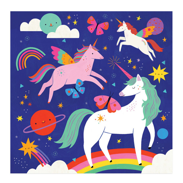 MAGICZNE JEDNOROŻCE tekturowe puzzle podłogowe z unikalnymi kształtami 25 el. 3+