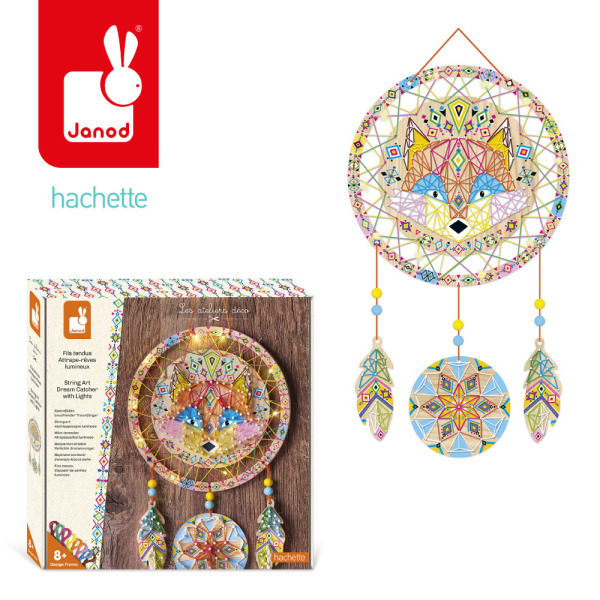 ŚWIECĄCY ŁAPACZ SNÓW zestaw kreatywny Przeplatanka 3D String art Janod 8+