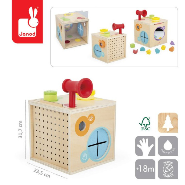 ZMYSŁY drewniana kostka sensoryczna 18 m+