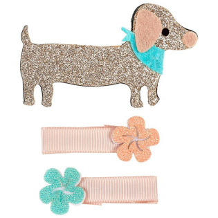 BROKATOWE KWIATKI I JAMNIK ILJA spinki do włosów 3 szt. Souza