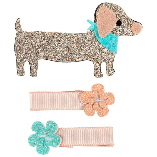 BROKATOWE KWIATKI I JAMNIK ILJA spinki do włosów 3 szt. Souza