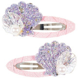 BROKATOWE MUSZLE Z PERŁĄ fioletowe spinki do włosów Rhode 2 szt. Souza