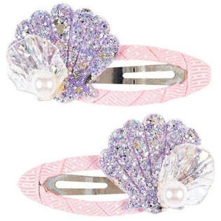 BROKATOWE MUSZLE Z PERŁĄ fioletowe spinki do włosów Rhode 2 szt. Souza