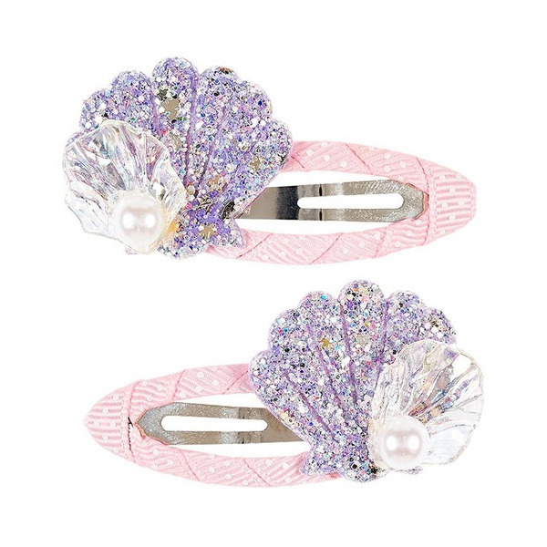 BROKATOWE MUSZLE Z PERŁĄ fioletowe spinki do włosów Rhode 2 szt. Souza