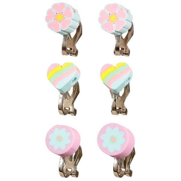 KLIPSY DO USZU zestaw 3 par kwiatki serduszka Geena Souza