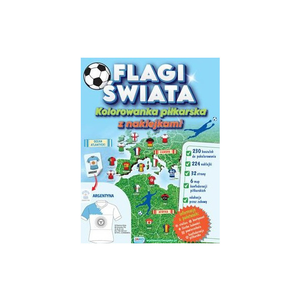 FLAGI ŚWIATA kolorowanka piłkarska z naklejkami