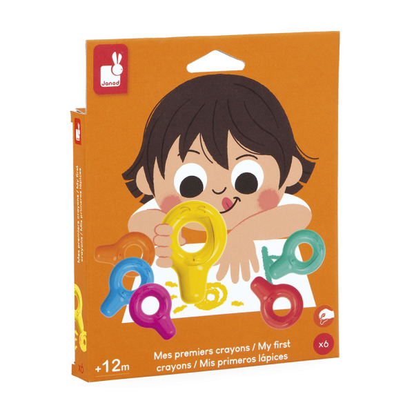Pierwsze kredki świecowe z uchwytem zestaw 6 kolorów COLO Janod 12m+