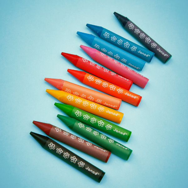 Kredki woskowe 12 kolorów COLO Janod 12m+
