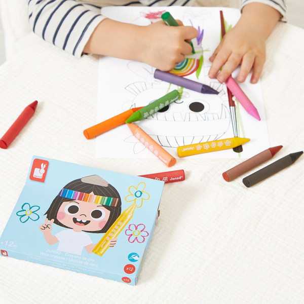Kredki woskowe 12 kolorów COLO Janod 12m+