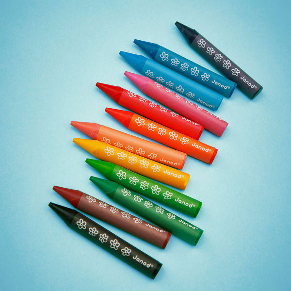 Kredki woskowe 12 kolorów COLO Janod 12m+