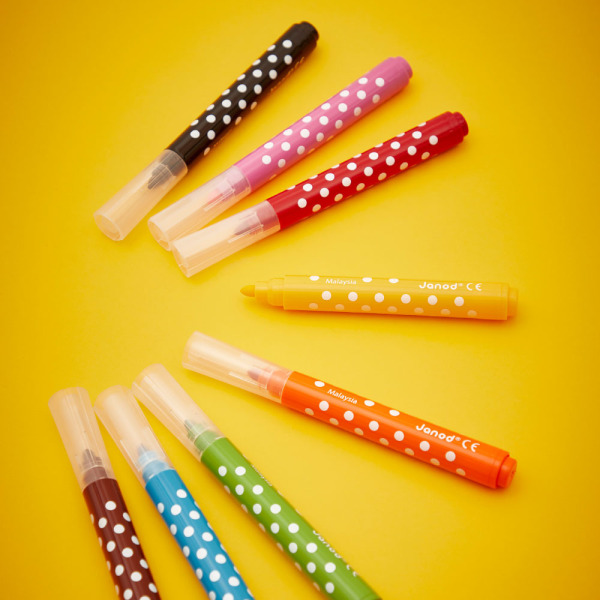 Pierwsze flamastry Jumbo pisaki 8 kolorów COLO Janod 12m+