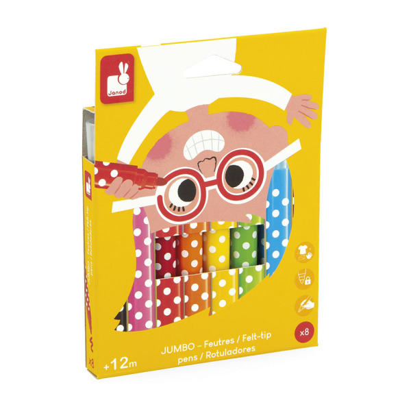 Pierwsze flamastry Jumbo pisaki 8 kolorów COLO Janod 12m+