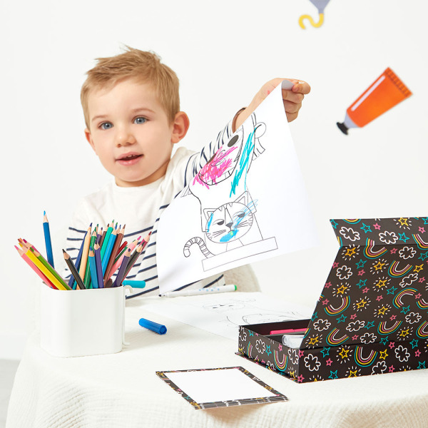 Zestaw przyborów do kolorowania kredki flamastry Coloring box 42 el. COLO Janod 3+